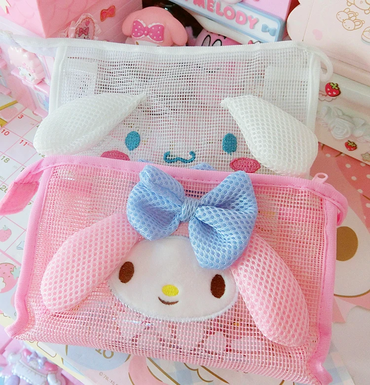 Cartoon Hello Kitty My Melody Cinnamoroll Dog Prints Transparent Cosmetic Bags Portable