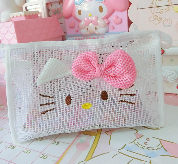Cartoon Hello Kitty My Melody Cinnamoroll Dog Prints Transparent Cosmetic Bags Portable
