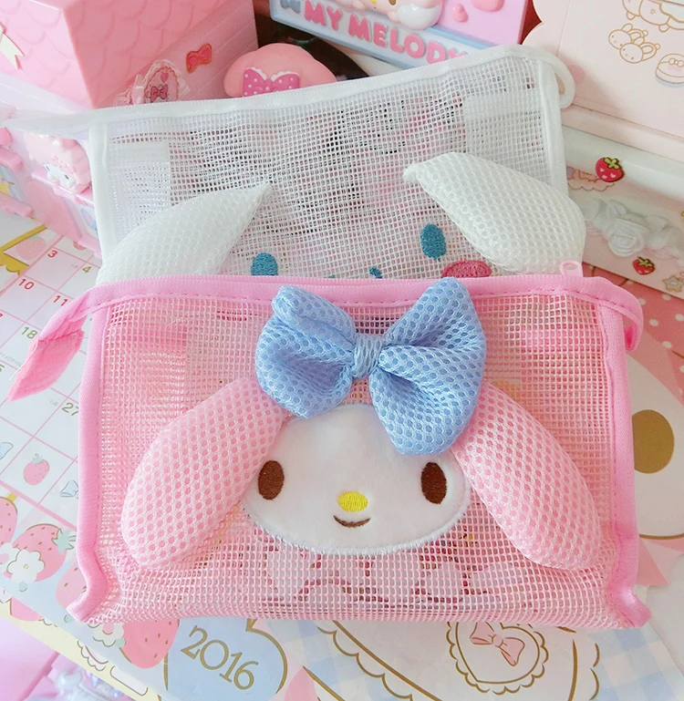 Cartoon Hello Kitty My Melody Cinnamoroll Dog Prints Transparent Cosmetic Bags Portable