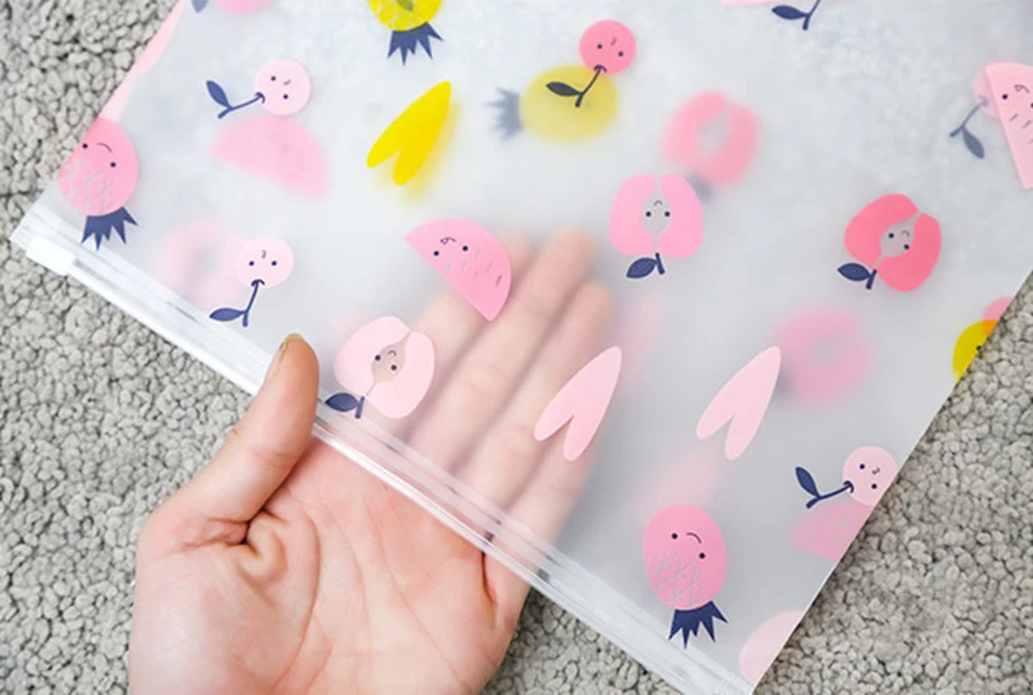 Kawaii Fruit Print Transparent Waterproof Cosmetic Bag