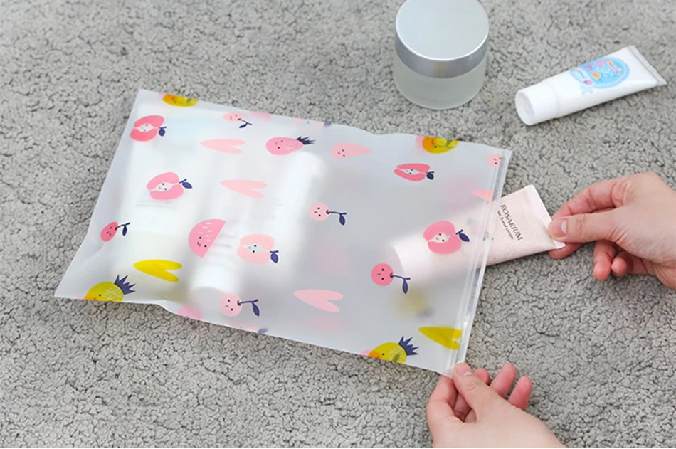 Kawaii Fruit Print Transparent Waterproof Cosmetic Bag