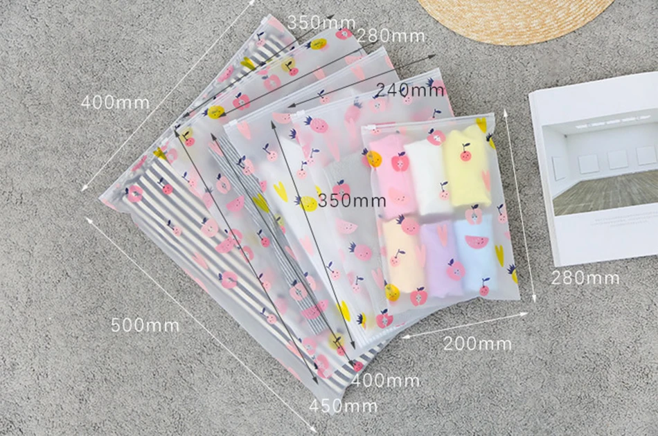 Kawaii Fruit Print Transparent Waterproof Cosmetic Bag
