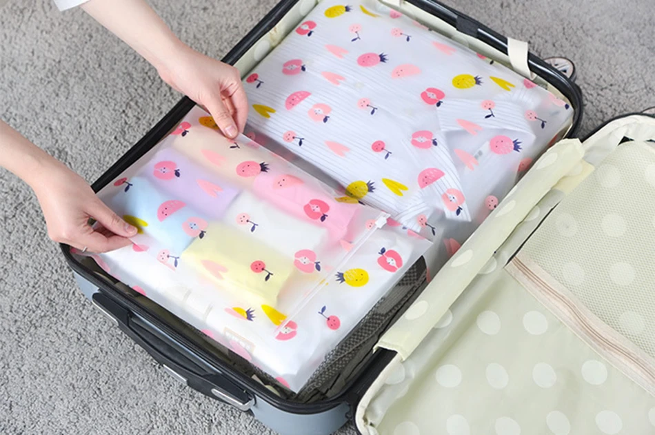 Kawaii Fruit Print Transparent Waterproof Cosmetic Bag