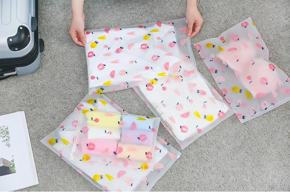 Kawaii Fruit Print Transparent Waterproof Cosmetic Bag