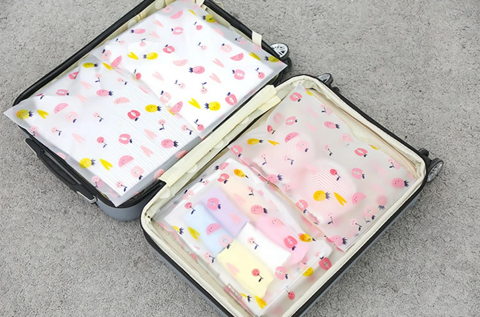 Kawaii Fruit Print Transparent Waterproof Cosmetic Bag