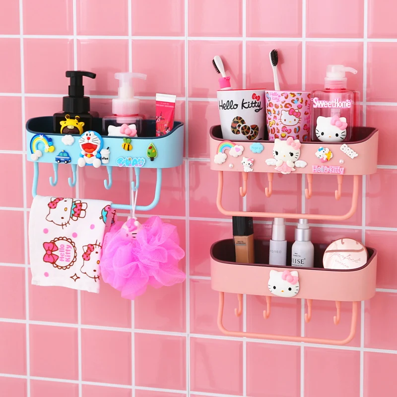 Hello Kitty Cartoon Washroom Shelf Storage Organizer Rack