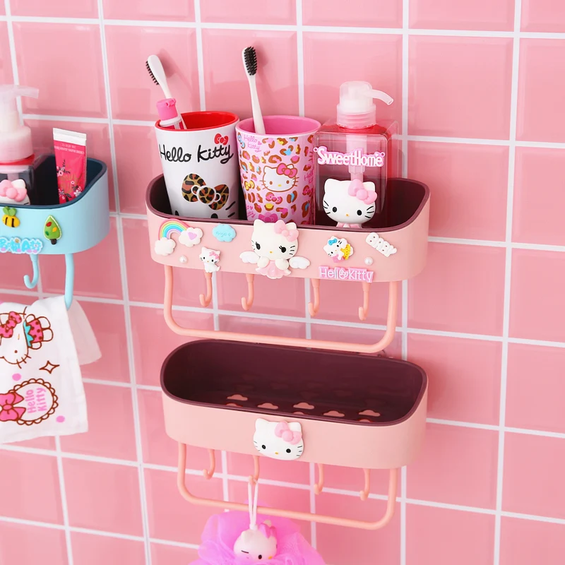 Hello Kitty Cartoon Washroom Shelf Storage Organizer Rack