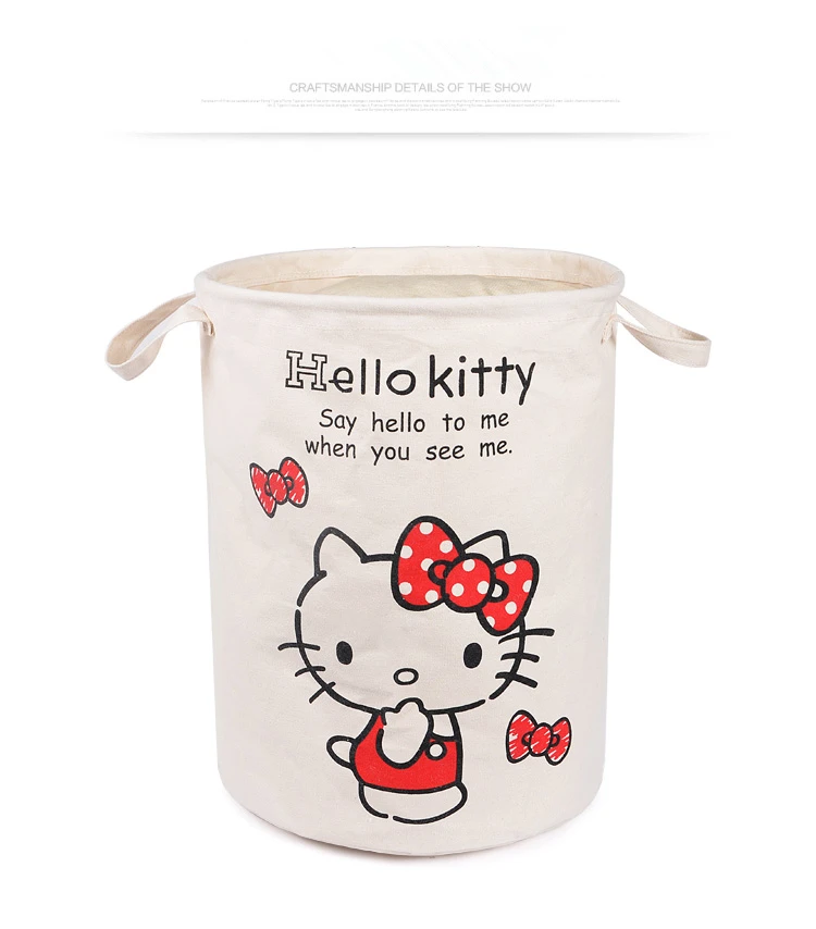 Cartoon Hello Kitty My Melody Canvas Folding Washing Storage Laundry Basket