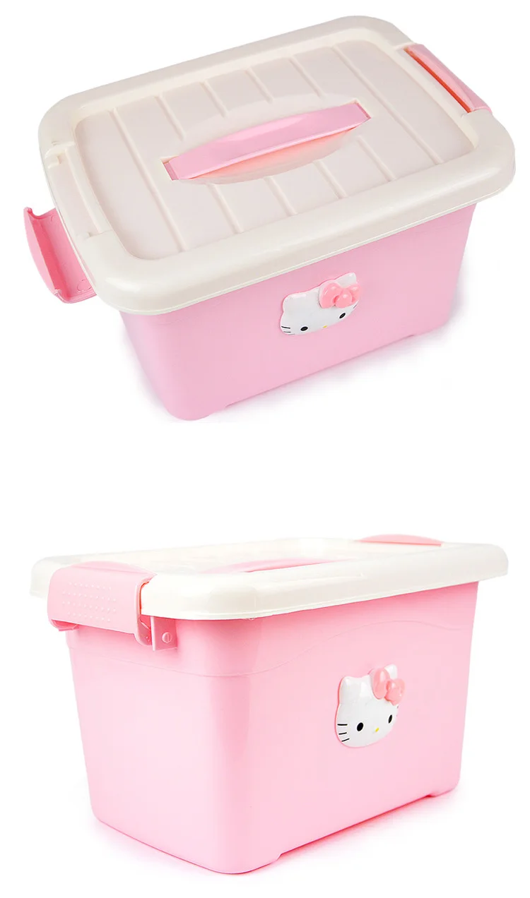 Hello Kitty Cartoon Plastic Container Waterproof Plastic Storage Box With Lid Hello Kitty Cartoon Plastic Container Waterproof Plastic Storage Box With Lid