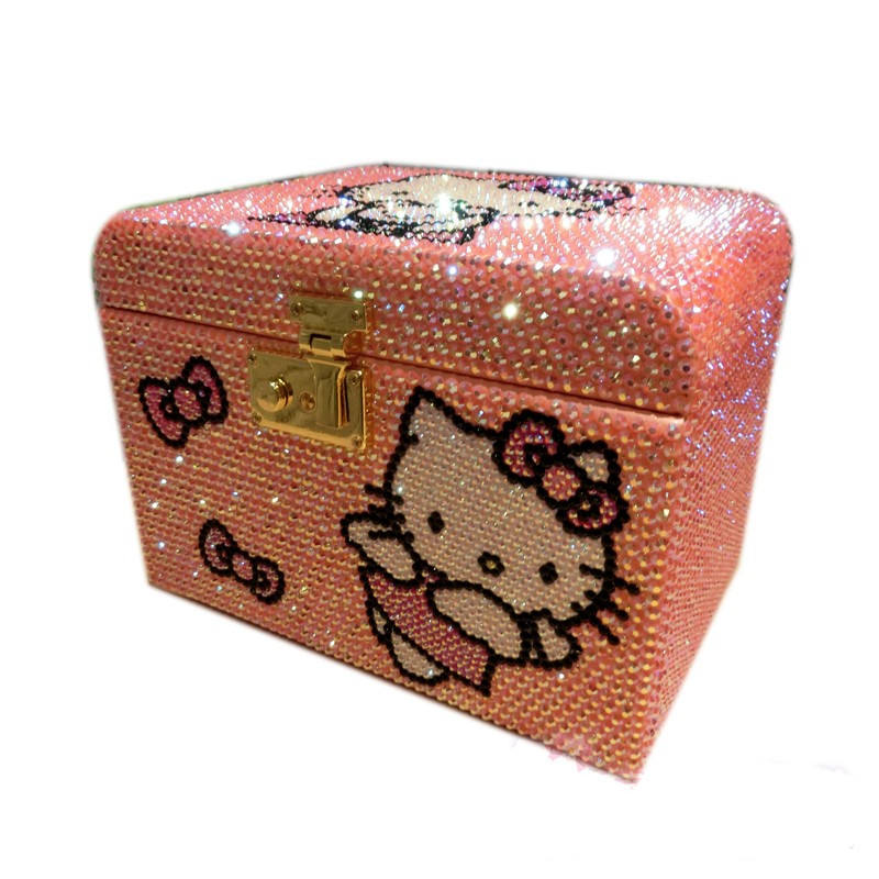Hello Kitty Cartoon Multi-Layer Multi-Functional Jewelry Lock Box
