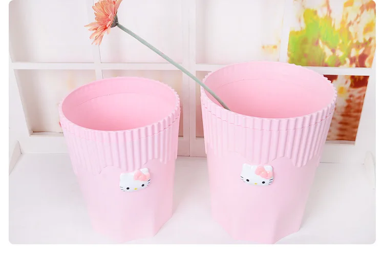 Kawaii Hello Kitty Bathroom Plastic Storage Dustbin Garbage