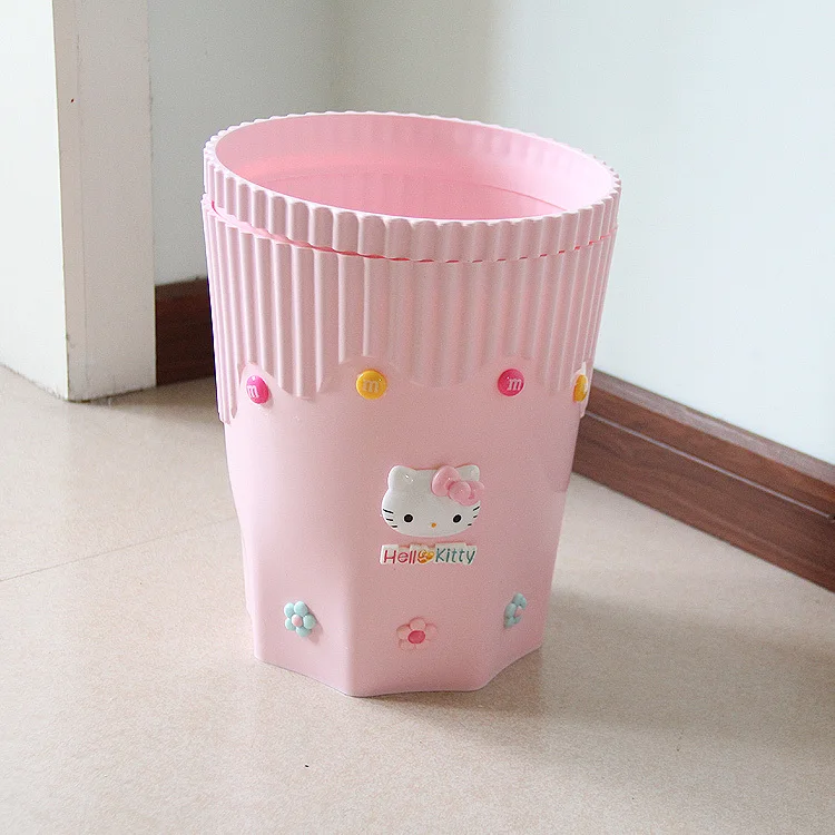 Kawaii Hello Kitty Bathroom Plastic Storage Dustbin Garbage