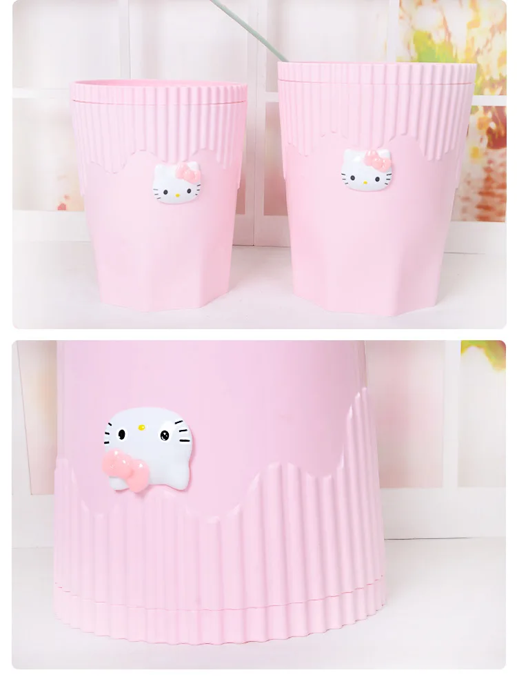 Kawaii Hello Kitty Bathroom Plastic Storage Dustbin Garbage