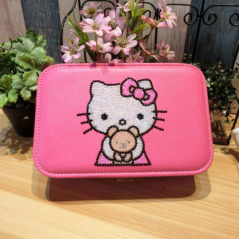 Kawaii Hello Kitty Cartoon Jewelry Storage Wooden Box