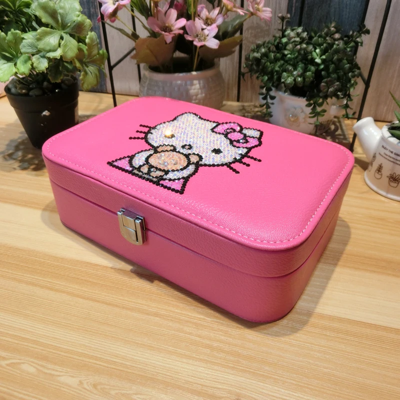 Kawaii Hello Kitty Cartoon Jewelry Storage Wooden Box