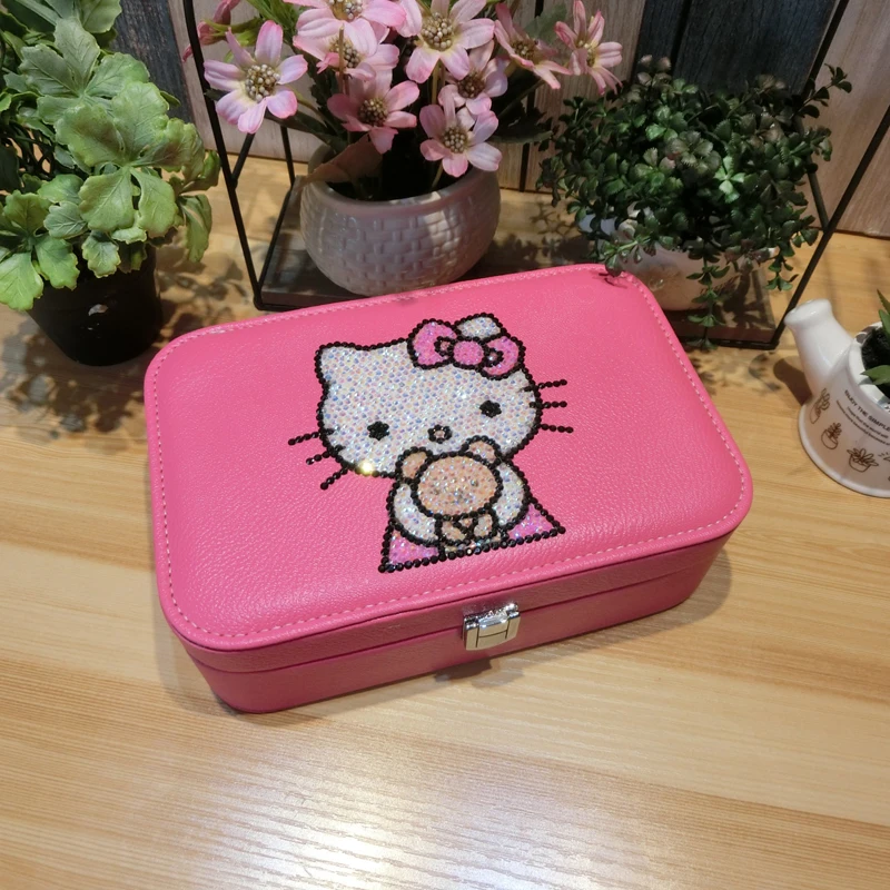 Kawaii Hello Kitty Cartoon Jewelry Storage Wooden Box
