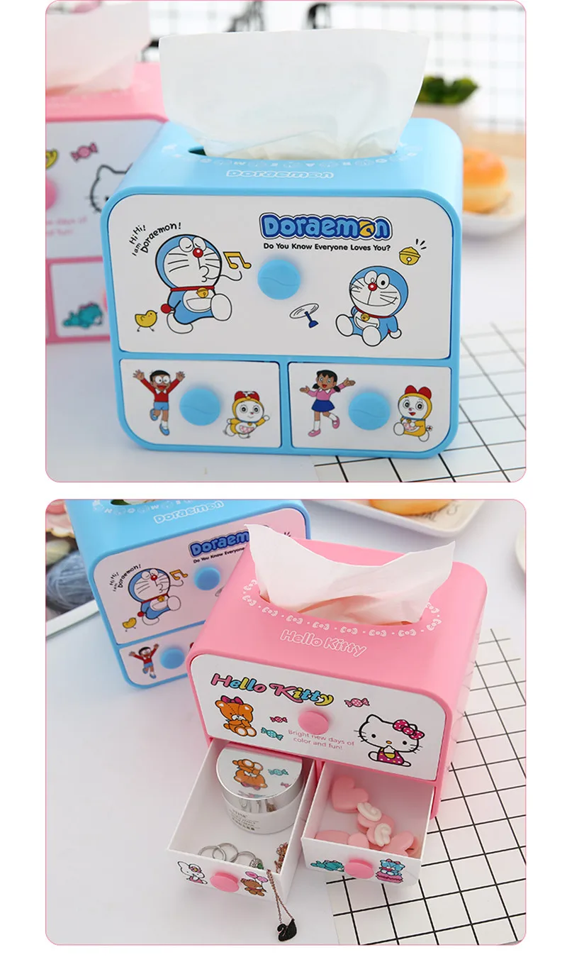 Hello Kitty Cartoon Desktop Storage Multifunctional Tissue Box