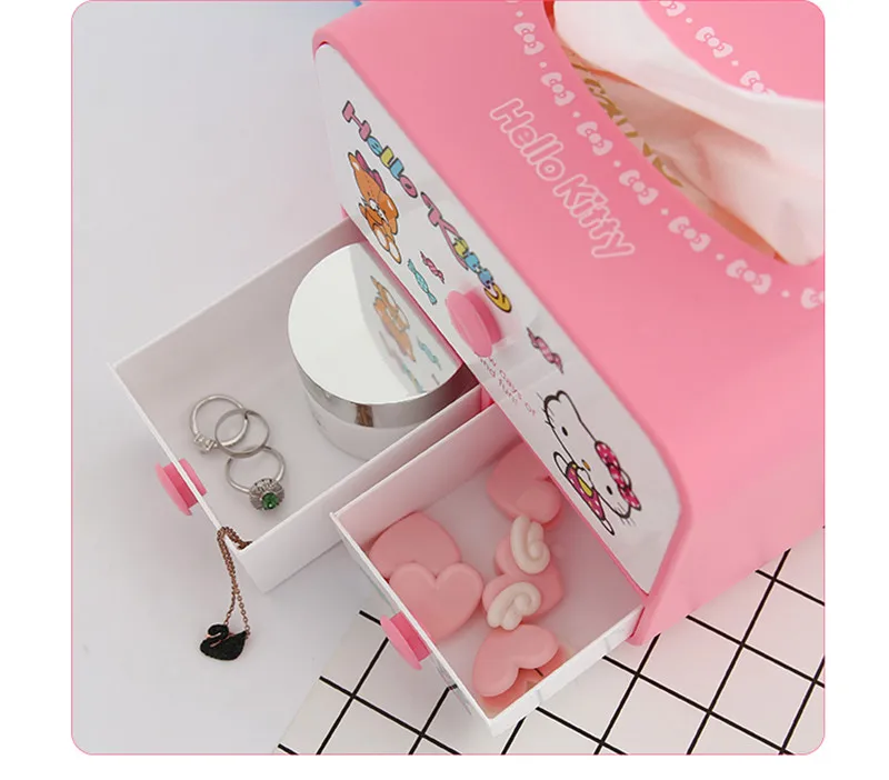 Hello Kitty Cartoon Desktop Storage Multifunctional Tissue Box