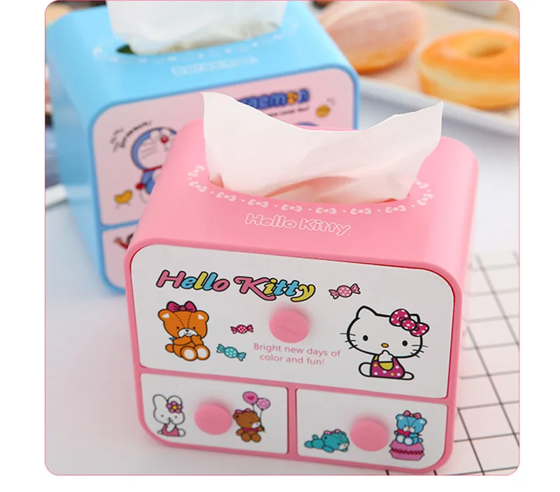Hello Kitty Cartoon Desktop Storage Multifunctional Tissue Box