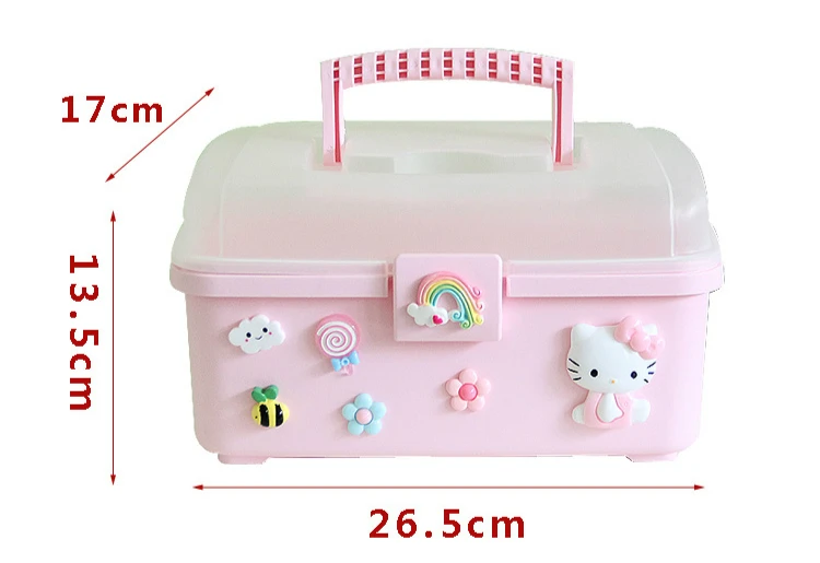 Hello Kitty Cartoon Small Portable Medical Kit Plastic Storage Box