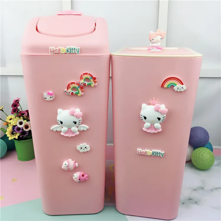 Hello Kitty Cartoon Lid Rolling And Pressing Type Plastic Trash Bin Hello Kitty Cartoon Lid Rolling And Pressing Type Plastic Trash Bin