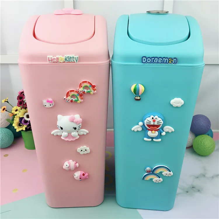 Hello Kitty Cartoon Lid Rolling And Pressing Type Plastic Trash Bin Hello Kitty Cartoon Lid Rolling And Pressing Type Plastic Trash Bin