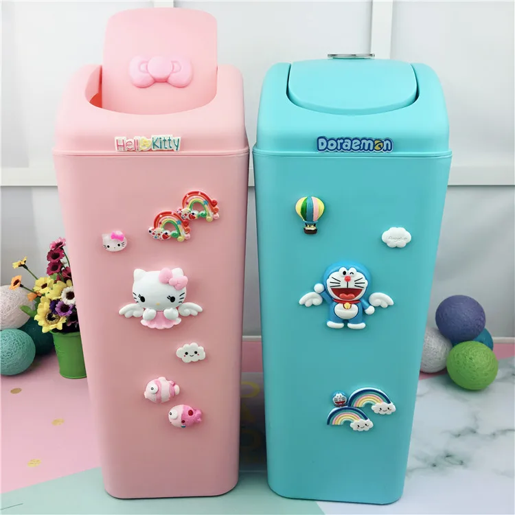 Hello Kitty Cartoon Lid Rolling And Pressing Type Plastic Trash Bin Hello Kitty Cartoon Lid Rolling And Pressing Type Plastic Trash Bin