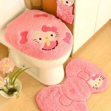 Cartoon Style Hello Kitty Pink Soft Bathroom Carpet Set Cartoon Style Hello Kitty Pink Soft Bathroom Carpet Set