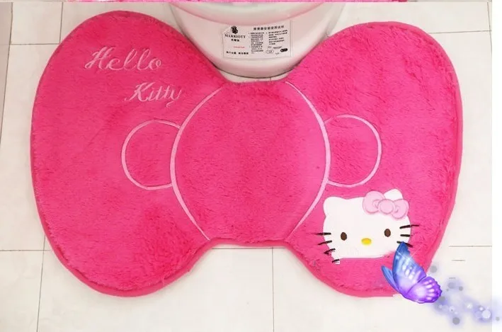Cartoon Style Hello Kitty Pink Soft Bathroom Carpet Set Cartoon Style Hello Kitty Pink Soft Bathroom Carpet Set