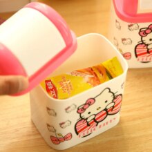 Hello Kitty Cartoon Desktop Plastic Garbage Storage Bucket Hello Kitty Cartoon Desktop Plastic Garbage Storage Bucket
