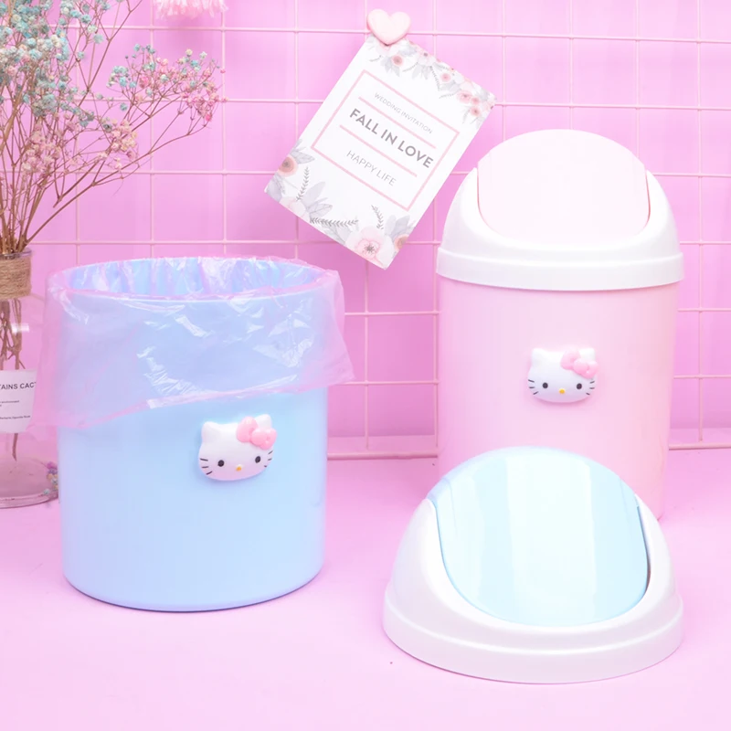 Hello Kitty Pattern Bedroom Plastic Dustbin Hello Kitty Pattern Bedroom Plastic Dustbin