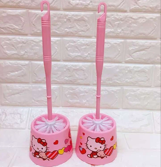 Cartoon Hello Kitty Toilet Brush Cleaner Bathroom Set
