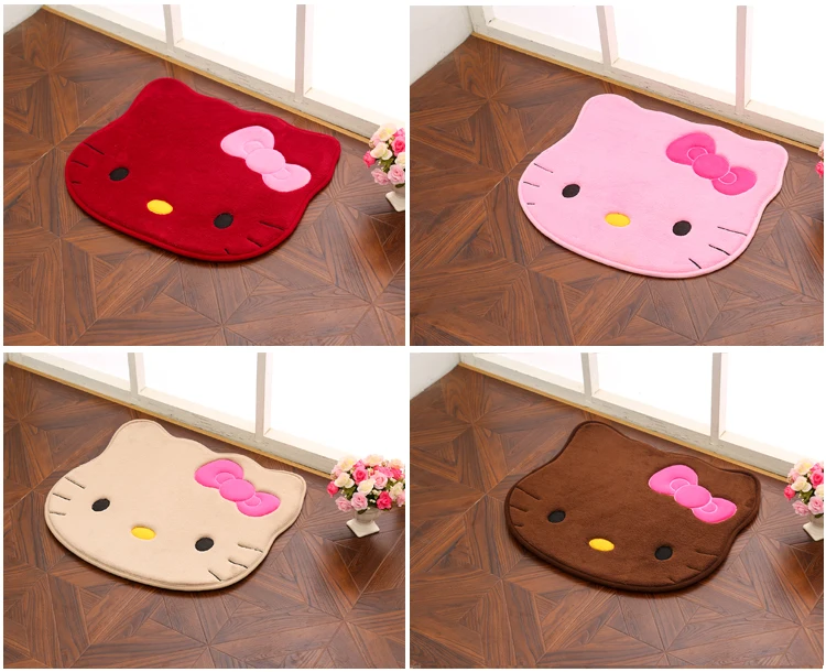 Hello Kitty Cartoon Anti Slip Suede Water Absorption Round Mat