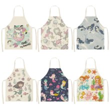Mermaid Printed Baking Sleeveless Aprons Mermaid Printed Baking Sleeveless Aprons