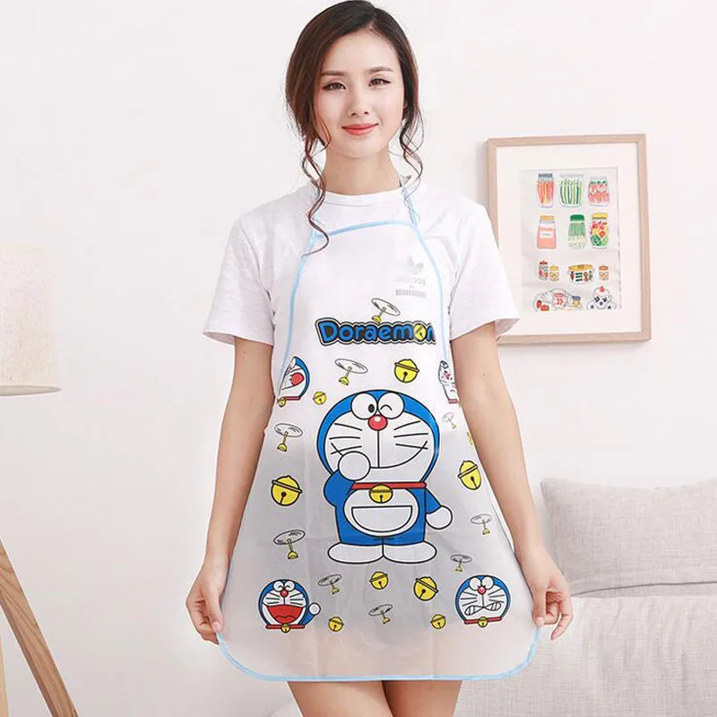Cartoon Cat Mickey Print Transparent Waterproof Anti-Oil Sleeveless Apron