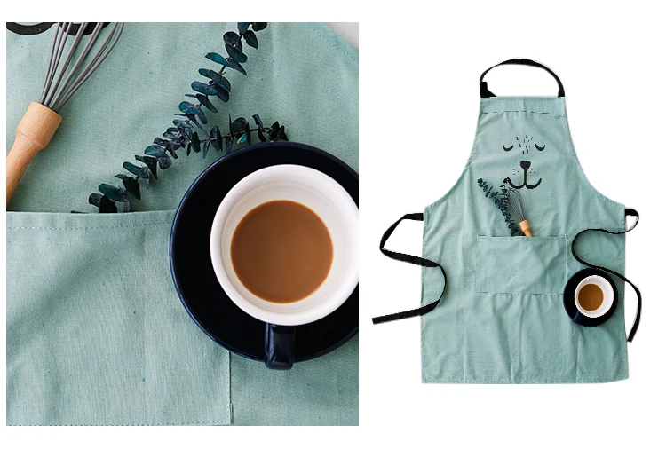 Bear Cartoon Face Print Cotton Apron Bear Cartoon Face Print Cotton Apron