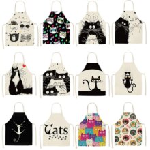 Cartoon Cat Printed Sleeveless Aprons Cartoon Cat Printed Sleeveless Aprons