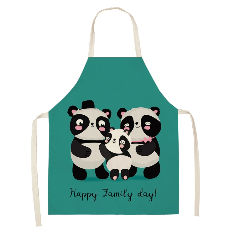 Cartoon Panda Bibs Household Cleaning Apron