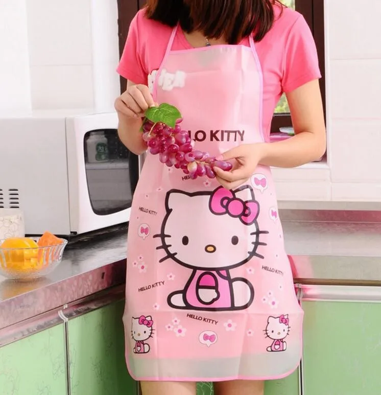 Hello Kitty Cartoon Transparent Water And Oil Proof Apron