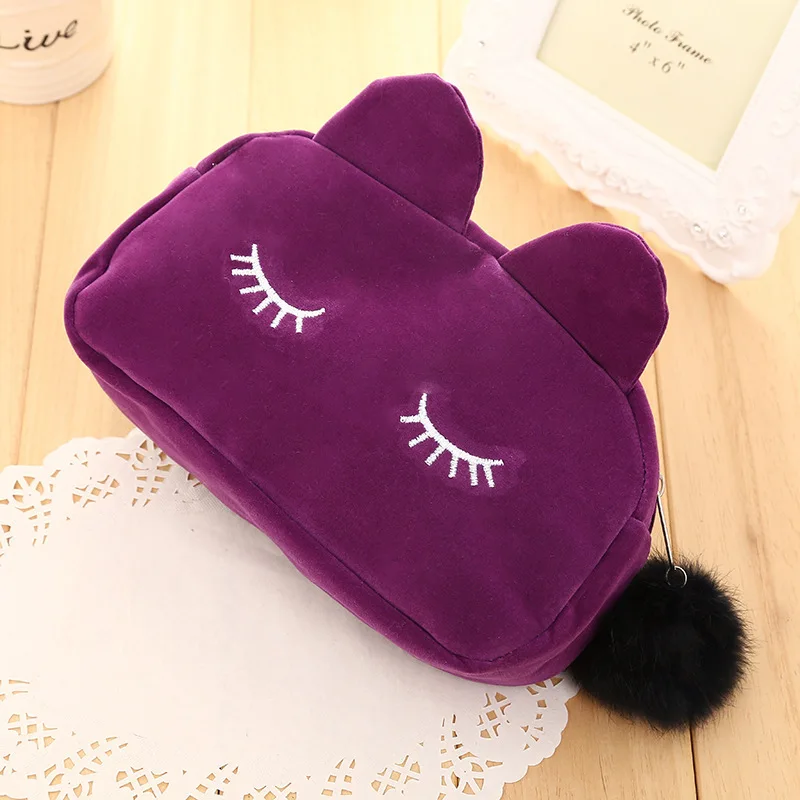 Kawaii Cat Cartoon Plush Large Capacity Pencil Bag