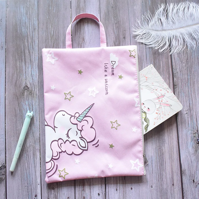Kawaii Unicorn Canvas Portable High Capacity Pencil Bag