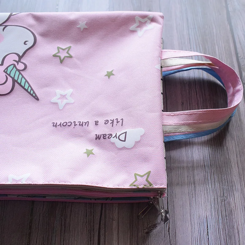 Kawaii Unicorn Canvas Portable High Capacity Pencil Bag