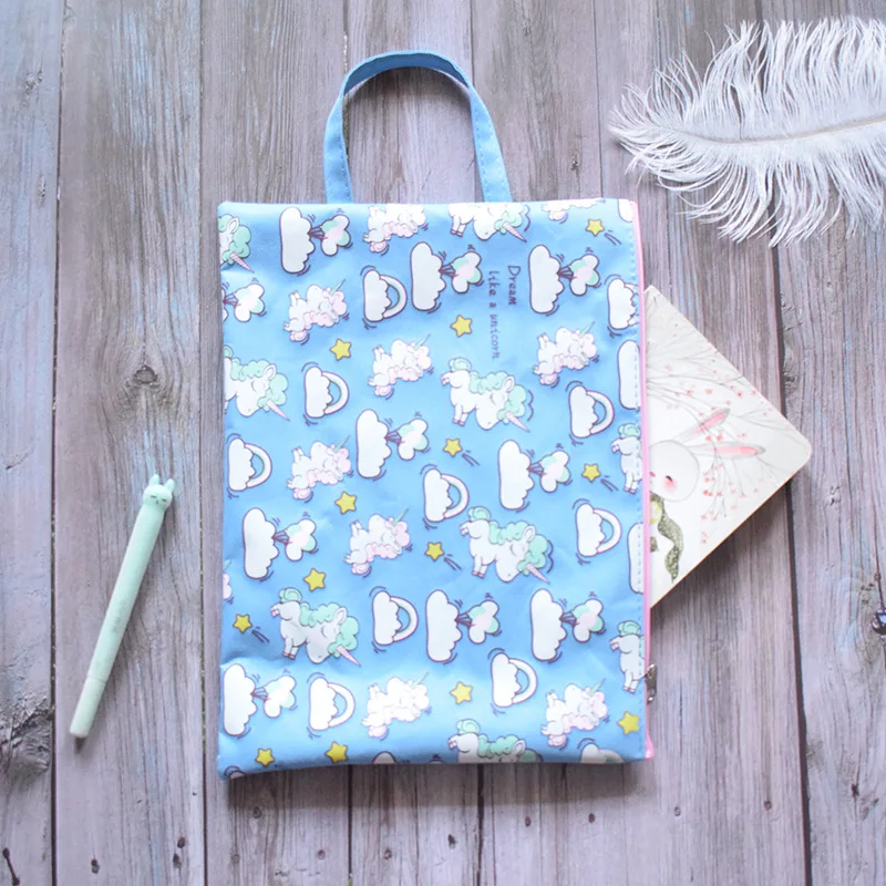 Kawaii Unicorn Canvas Portable High Capacity Pencil Bag