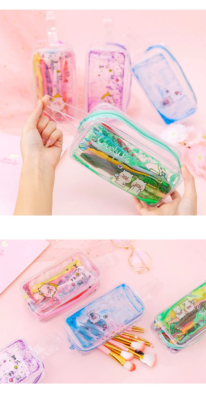 Kawaii Pig Oil Transparent High Capacity Pencil Case Kawaii Pig Oil Transparent High Capacity Pencil Case