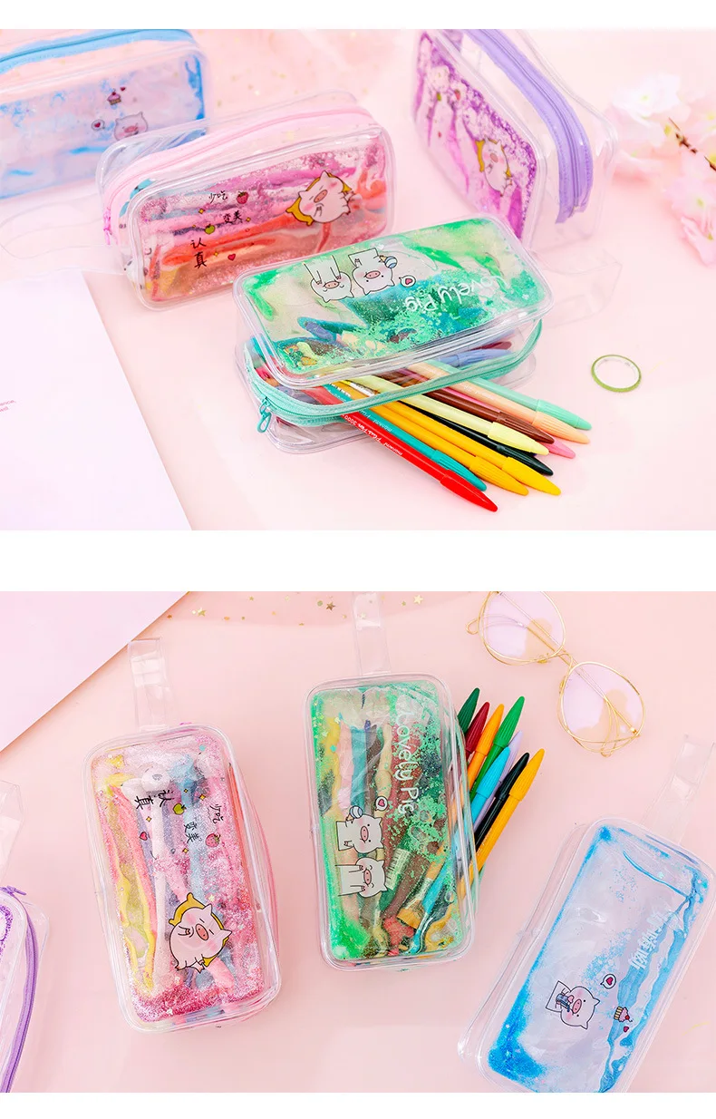 Kawaii Pig Oil Transparent High Capacity Pencil Case Kawaii Pig Oil Transparent High Capacity Pencil Case