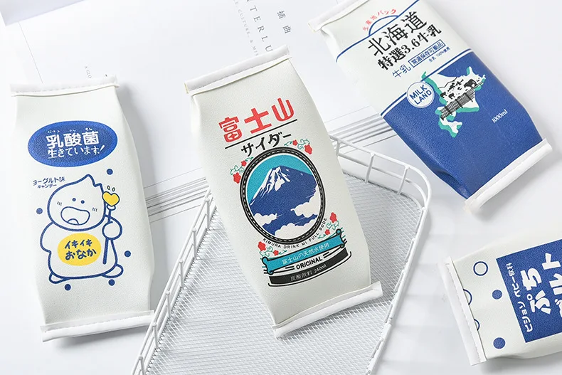 Kawaii Milk Drink Design Large Capacity Pencil Case