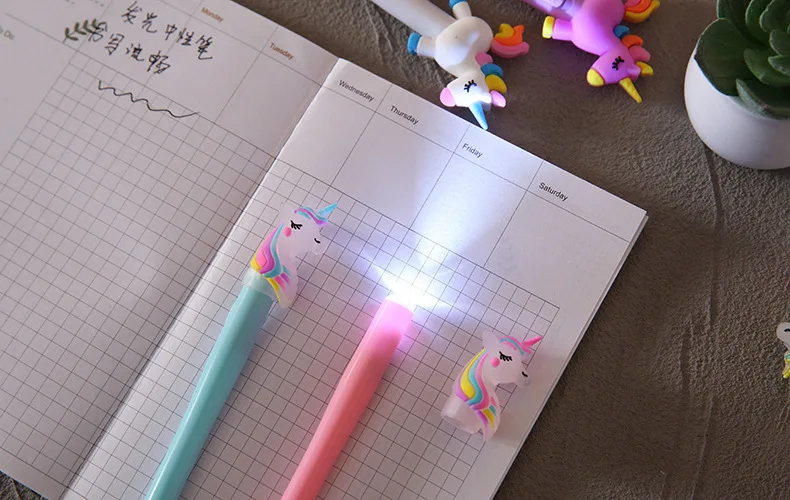 Kawaii Bear Unicorn Light Gel Pens