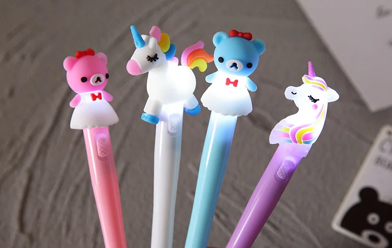 Kawaii Bear Unicorn Light Gel Pens