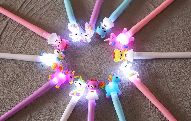 Kawaii Bear Unicorn Light Gel Pens