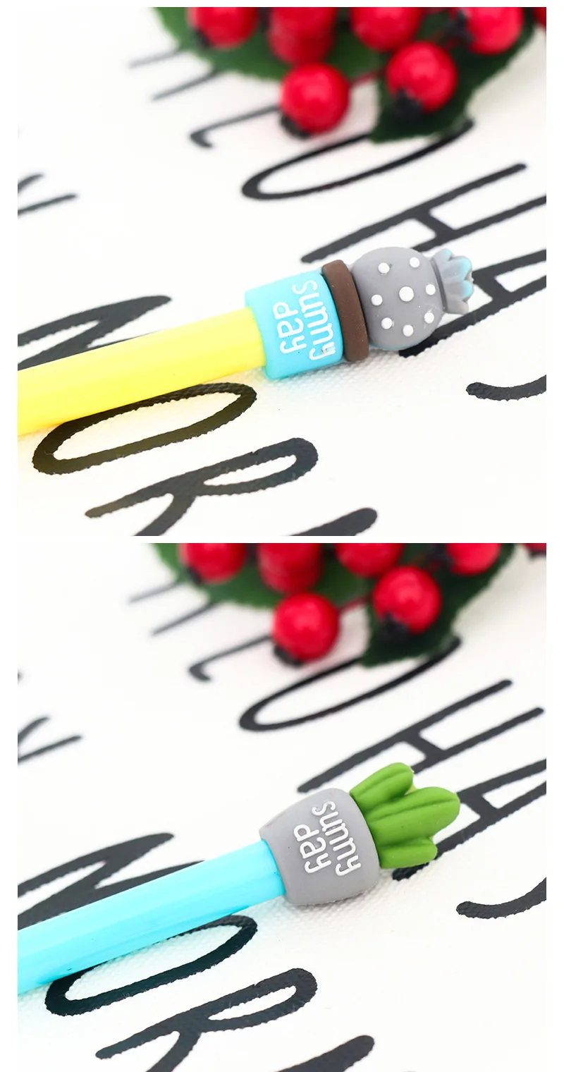 Cactus Kawaii Gel Pens Novelty Green Plants School Stationery